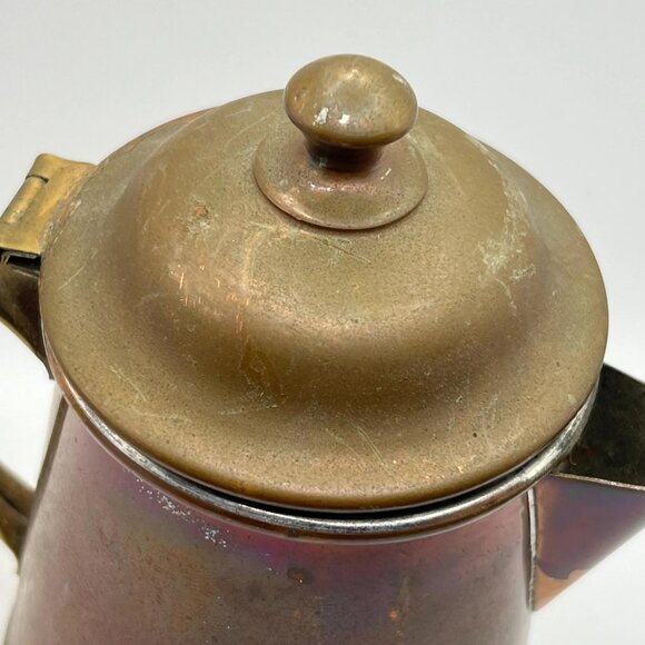 Vintage French copper with brass tea pot with nice patina - Picture 2 of 7